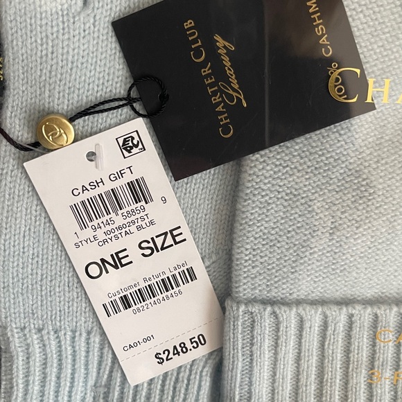 NEW Charter Club Cashmere Hat, Gloves & Scarf Boxed Gift Set Light - Picture 5 of 6